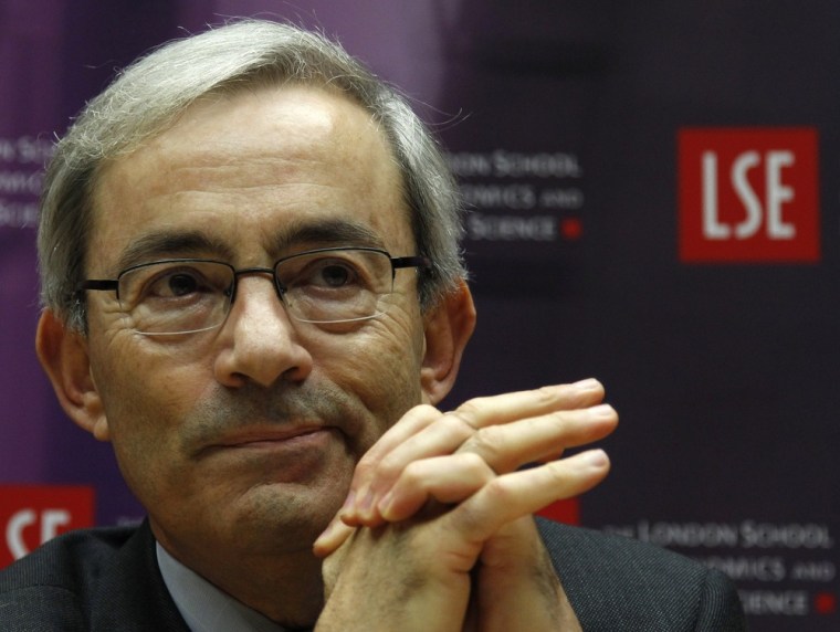 Image: Nobel prize winner Christopher Pissarides gestures during a news conference in London
